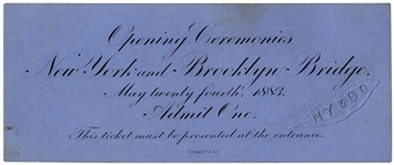Admission Ticket to the Brooklyn Bridge Opening Ceremonies -- Printed by Tiffany & Co.